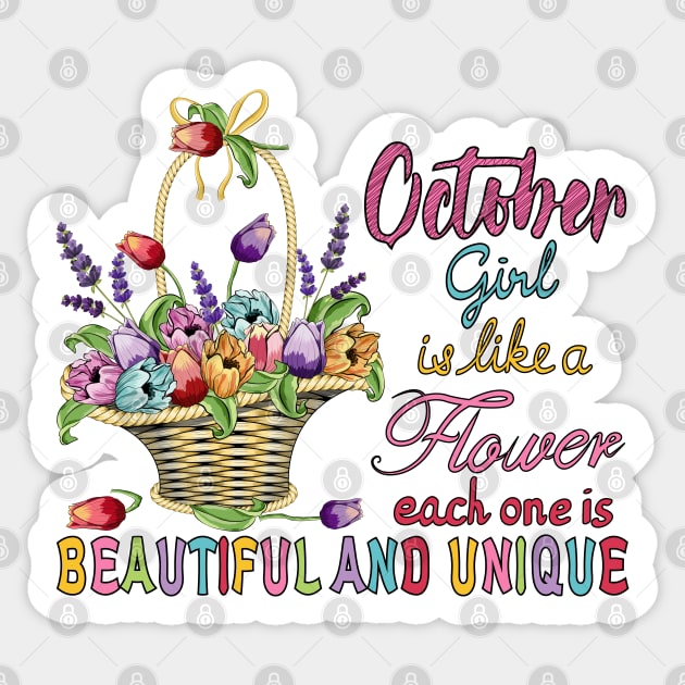 October Girl - Flower Basket Sticker by Designoholic